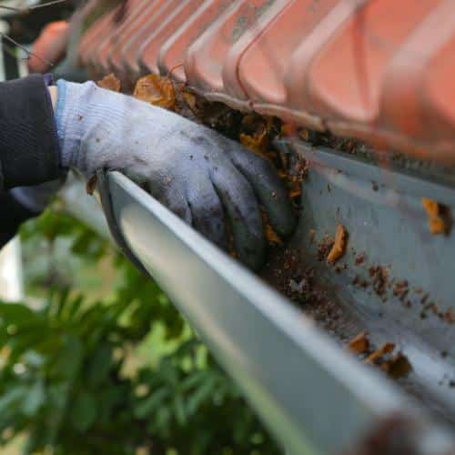 Dachrinnenreinigung Leistung in der Dachreinigung: Abbildung gesäuberte Dachrinne